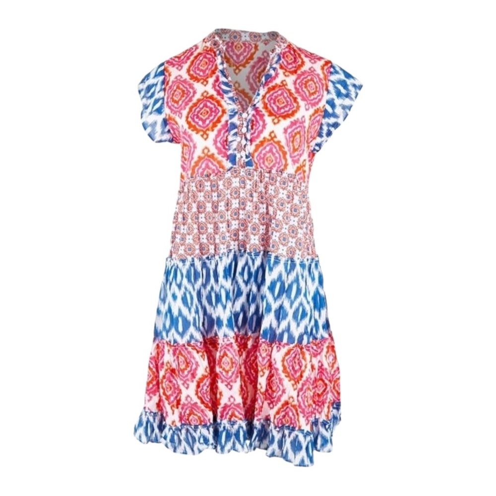 Lula Life Brooklyn Multicolor Tiered Dress Sz M - Picture 5 of 14